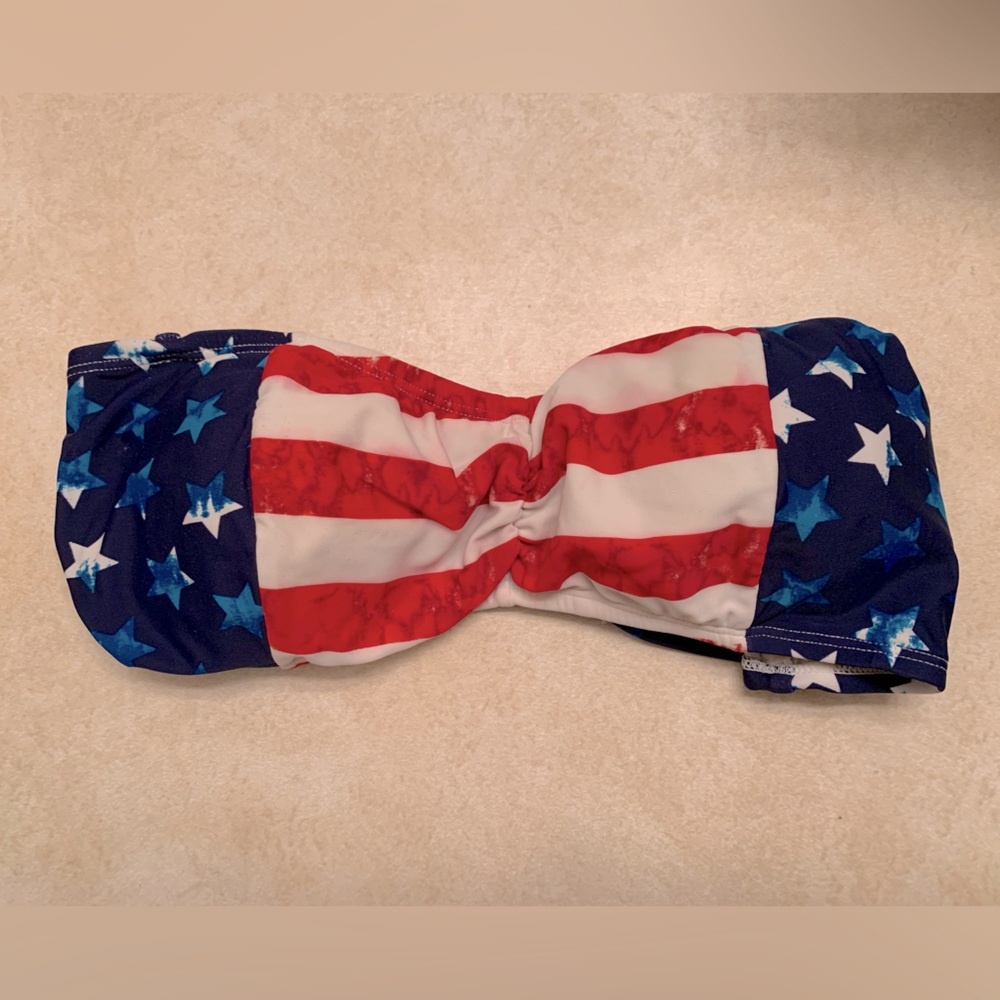 Catalina American Flag Patriotic Bandeau Bikini Top Size L
